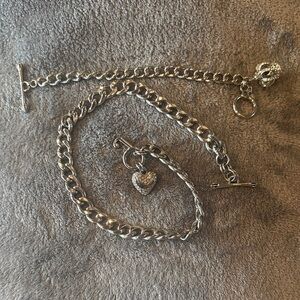 Juicy Couture Silver Crown bracelet & Silver Heart necklace. Very pretty set.